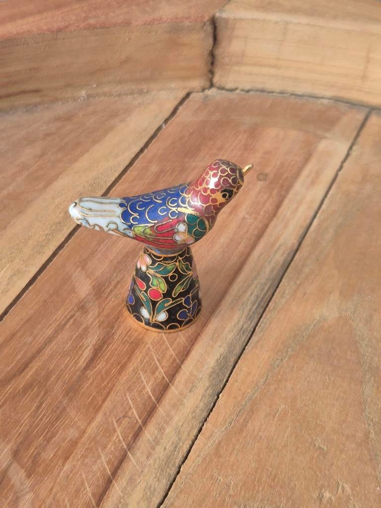 Vintage Chinees cloisonné vogelbeeldje, Ophalen of Verzenden, Zo goed als nieuw