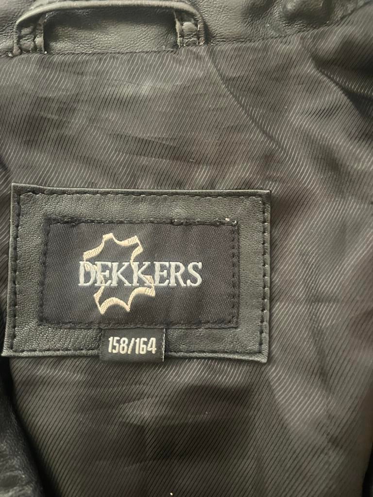 Dekkers leren kinderjas maat 158/164, Verzenden, Zwart, Zo goed als nieuw, Jasje