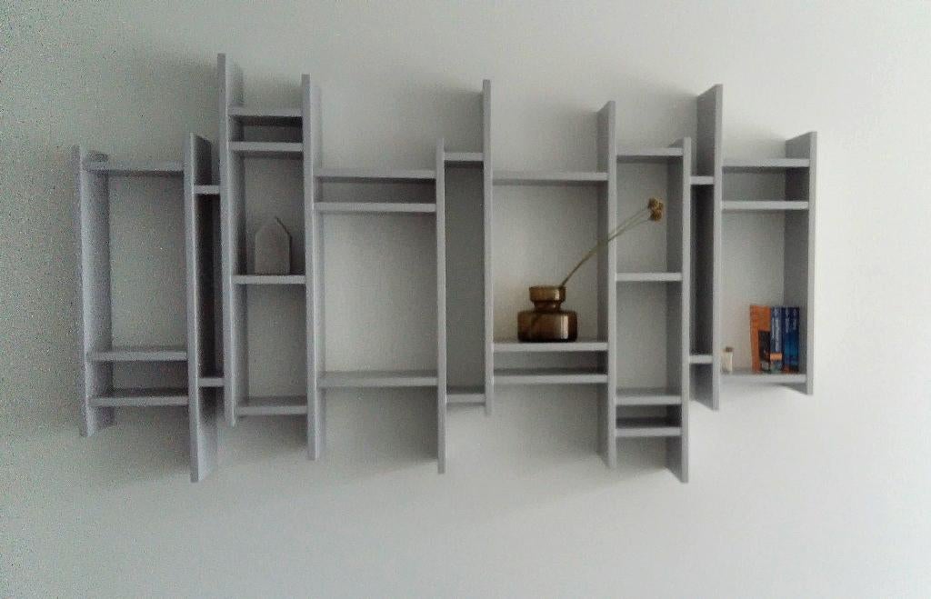 Mooi hardhouten wandmeubel, Ophalen, Met plank(en), 100 tot 150 cm, Zo goed als nieuw