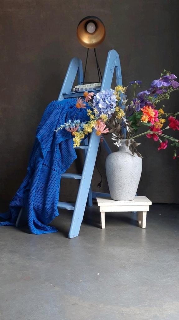 Blauwe inklapbare schilderstrap - Decoratief & Functioneel, Ophalen, Gebruikt, Trap, Opvouwbaar of Inschuifbaar