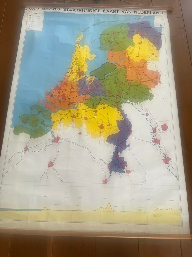 Vintage Van Goor's staatkundige kaart van Nederland, Landkaart, 1800 tot 2000, Nederland, Ophalen