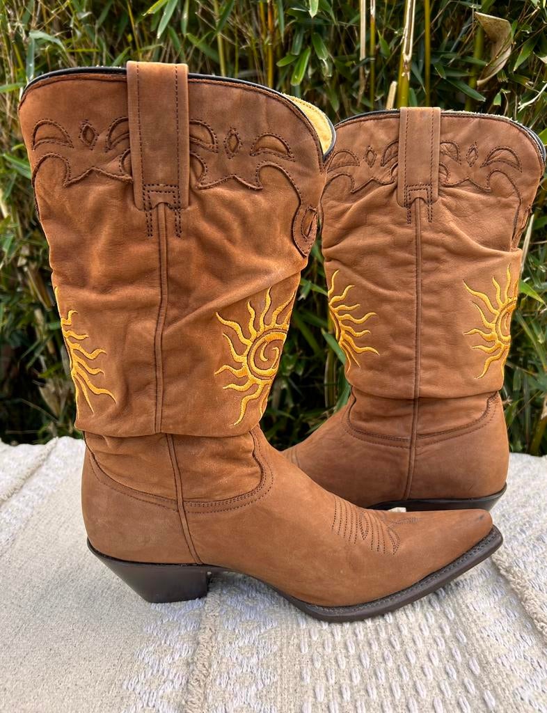 Oaxaka Mexicana western cowboy laarzen 37 bruin zonnetje, Hoge laarzen, Bruin, Ophalen of Verzenden, Zo goed als nieuw