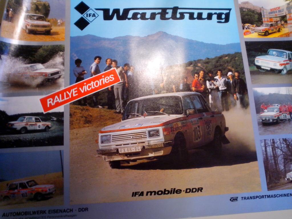 Wartburg Rallye victories 1987 poster IFA VEB Eisenach DDR, Ophalen of Verzenden, Zo goed als nieuw, Auto's