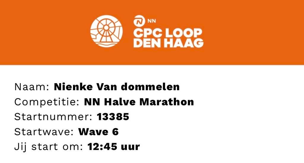 Startbewijs CPC halve marathon, Eén persoon, Maart