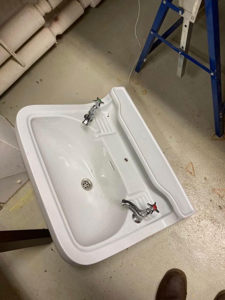 wasbak + boogspiegel, Huis en Inrichting, Ophalen, Gebruikt, 50 tot 100 cm, Minder dan 100 cm