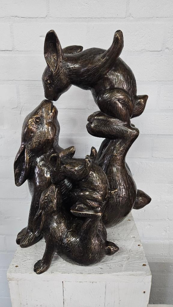 KUSSENDE HAZEN / 2 maten, Dierenbeeld, Nieuw, Info@huisentuindecoratiemarie.nl, Huis en tuin decoratie marie