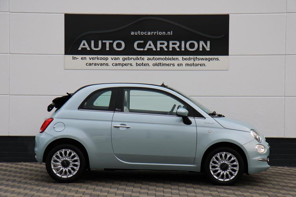 Fiat 500 C 1.0 Hybrid Dolcevita Carplay Airco Cruise BTW !, Gebruikt, Zwart, Cabriolet, Leder en Stof
