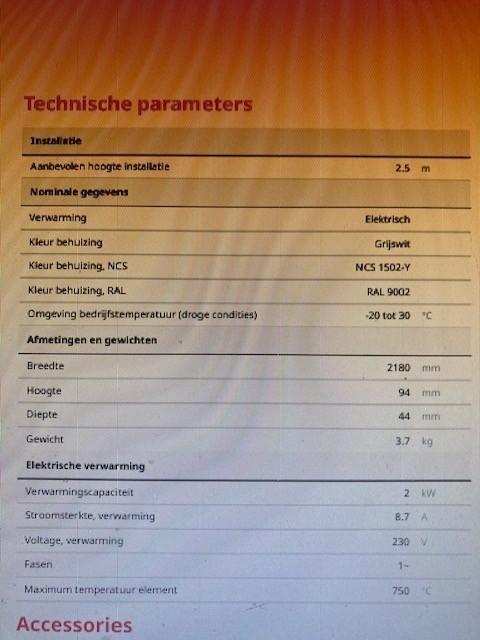 terras verwarming professioneel 2000w infrarood Frico zgst, Ophalen, Gebruikt, Elektrisch, Wand