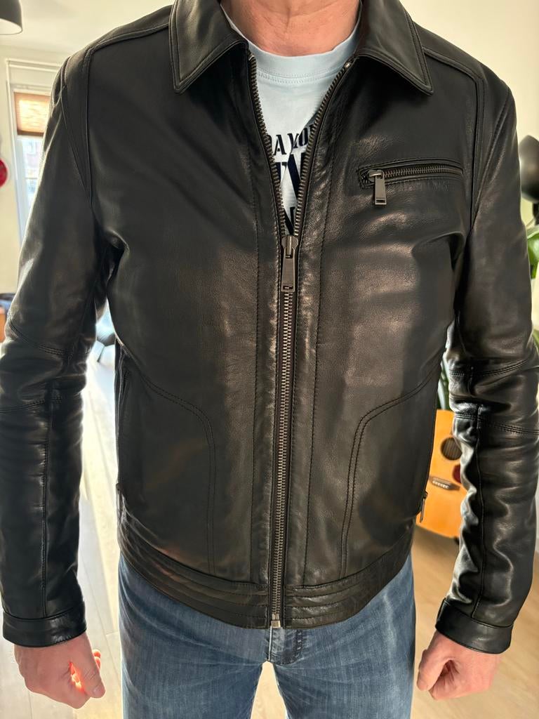Zo goed als nieuwe leren jas voor heren, maat M, Kleding | Heren, Jassen | Zomer, Ophalen of Verzenden, Zo goed als nieuw, Maat 48/50 (M)