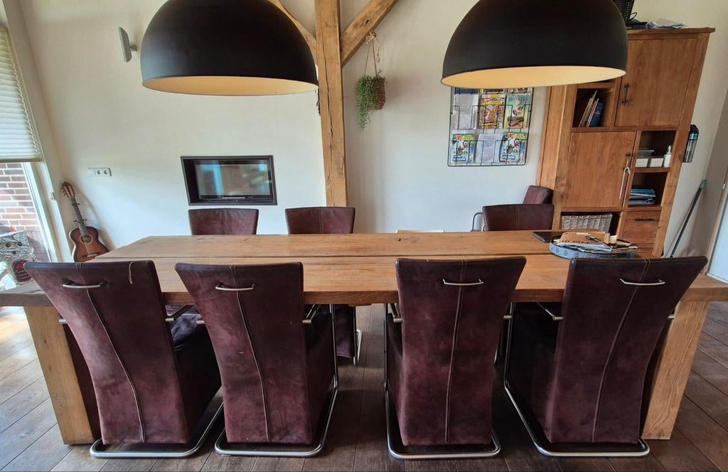 Te koop eiken klooster tafel, Ophalen of Verzenden, Rechthoekig, 200 cm of meer, 50 tot 100 cm