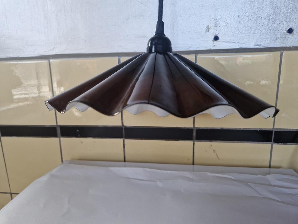 Fraai vintage emaille hanglamp (netjes), Huis en Inrichting, Lampen | Hanglampen, Ophalen of Verzenden