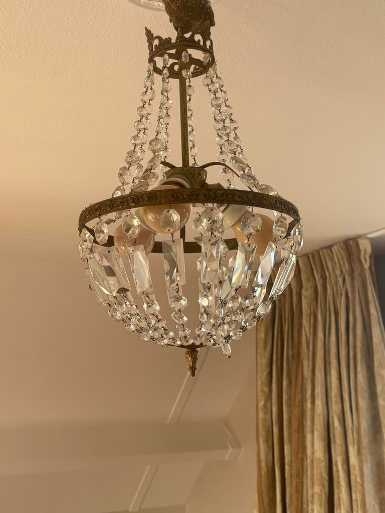 Set van 2 Kristallen Kroonluchters, Ophalen of Verzenden, Gebruikt, Glas