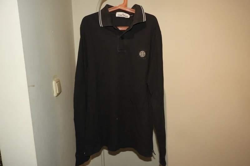 Stone Island longsleeve polo zwart lange mouw embleem S, Verzenden, Zwart, Stone Island, Gedragen