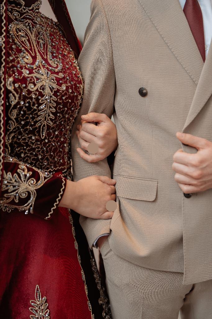 Hijabi henna jurk (bindalli) + boeket + sluier – maat 38/40, Trouwjurk, Ophalen of Verzenden, Zo goed als nieuw, Handgemaakt