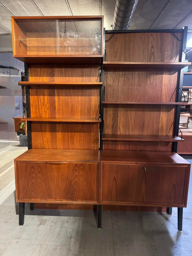 Poul Cadovius by Royal System vintage modulair wandsysteem, Gebruikt, 200 cm of meer, 150 tot 200 cm, Glas