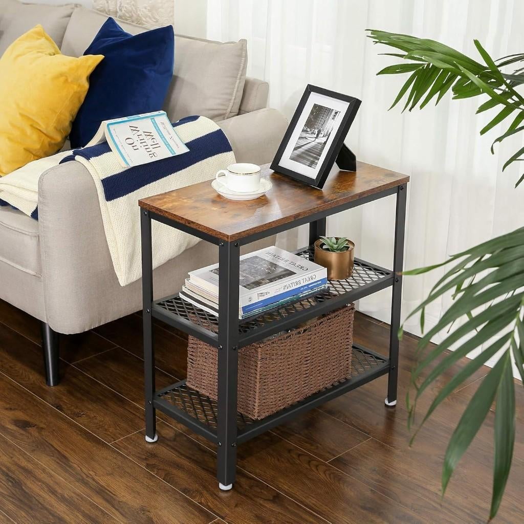 Bijzettafafel-Console tafel-donkerbruin-60 x 30 x 60 cm, Huis en Inrichting, Tafels | Salontafels, Nieuw, Minder dan 50 cm, Metaal