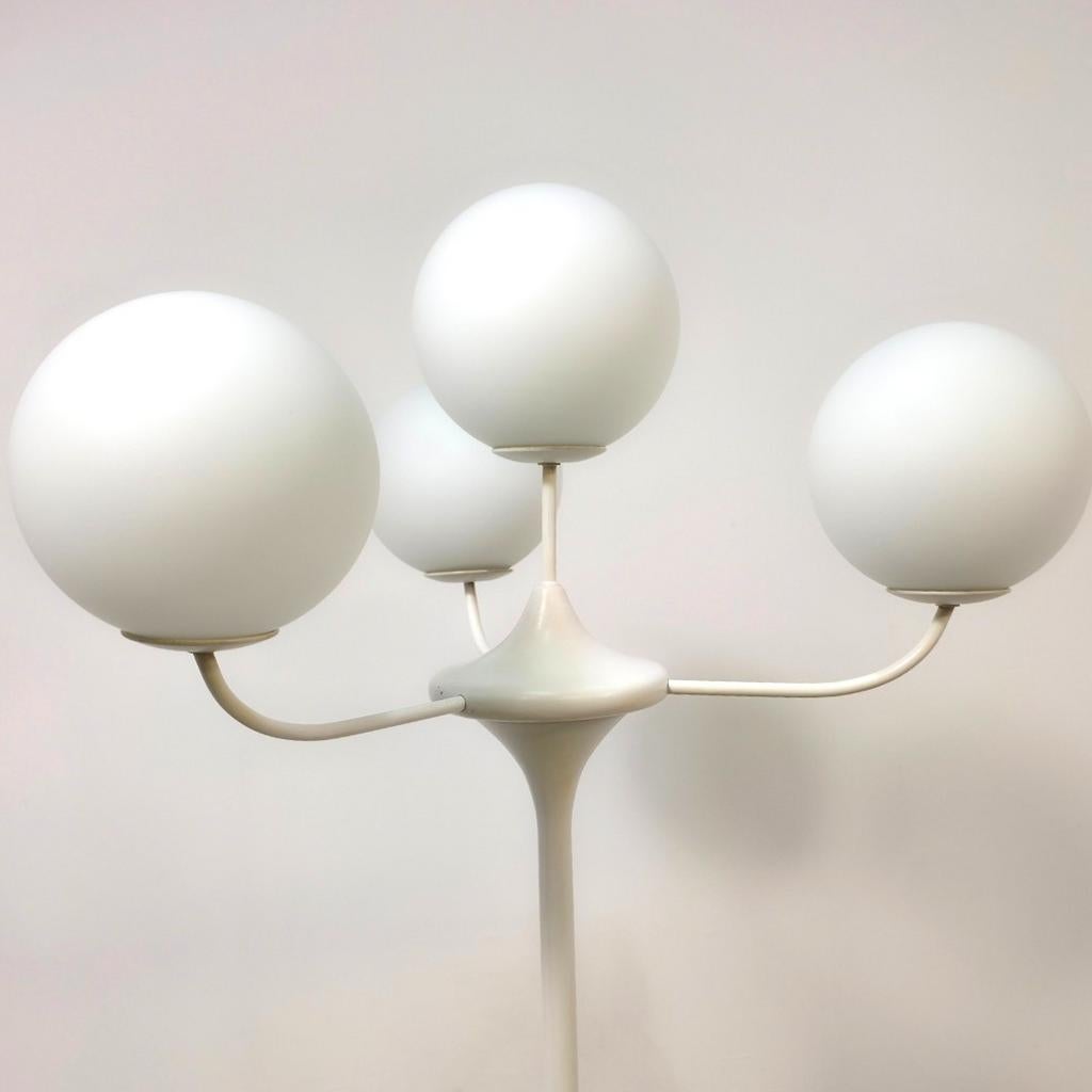 Temde vloerlamp 4 bollen atomic space age design 60s E.Nele, Ophalen, Glas