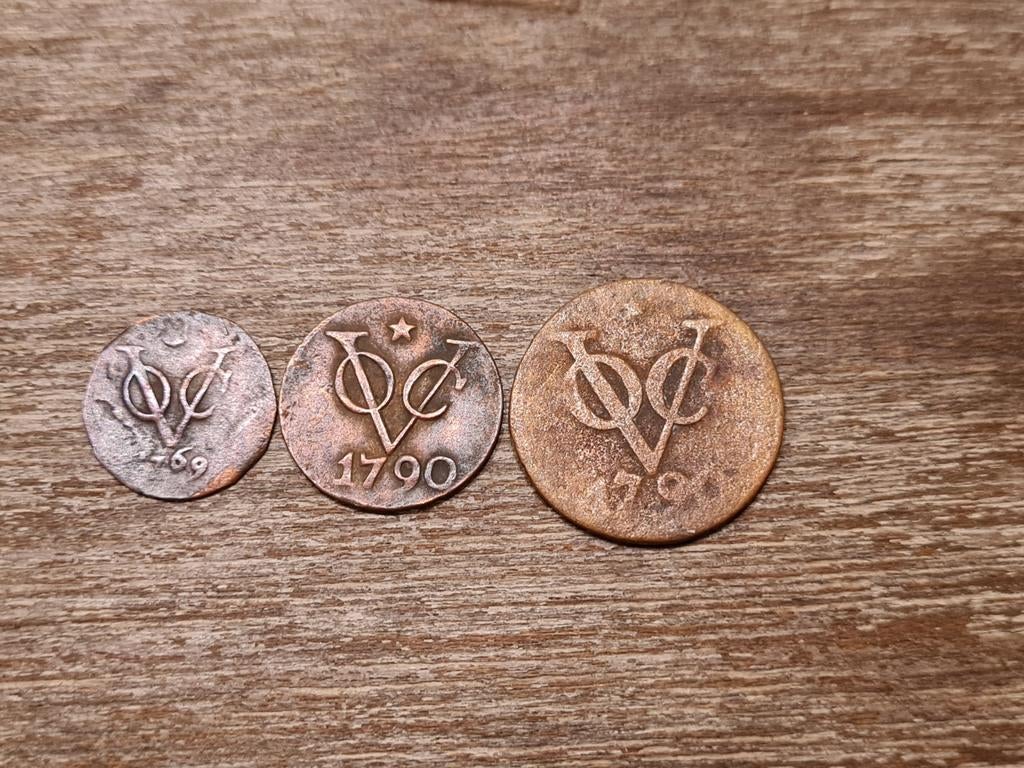 Set VOC-duiten (halve, hele en dubbele duit Utrecht), Postzegels en Munten, Ophalen of Verzenden, Vóór koninkrijk, Overige waardes