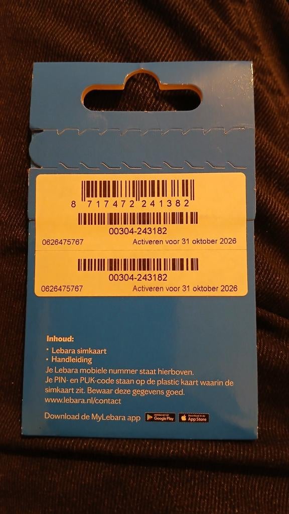 Lebara Simkaart 06.26.47.57.67 top nummer Gratis Verzending!, Verzenden, Nieuw, KPN, Simkaart