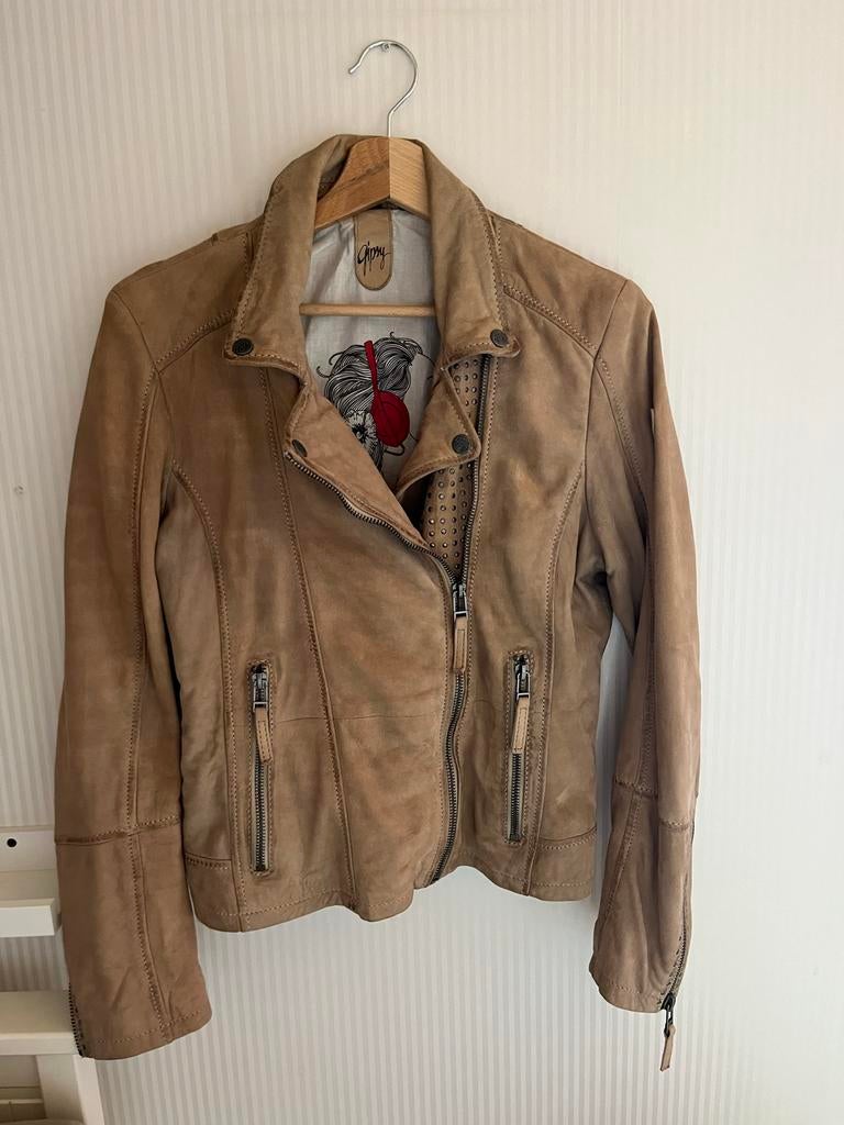 Gipsy leren jasje met studs !      Nieuw!!!!, Ophalen of Verzenden, Nieuw, Maat 38/40 (M), Beige
