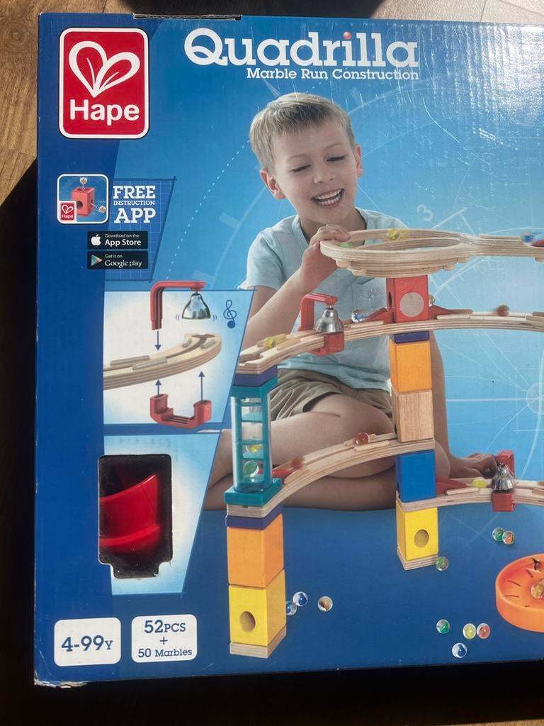 Hape Quadrilla Marble Run (Escape run), knikkerbaan, Ophalen of Verzenden, Zo goed als nieuw, Jongen of Meisje