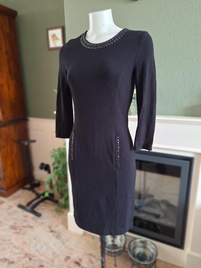 Gerard Darel jurk zwart steentjes XS S 34 36, Gerard Darel, Verzenden, Zwart, Zo goed als nieuw