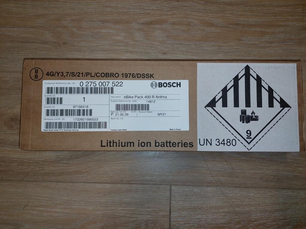 Bosch e-bike accu 400WH, Verzenden