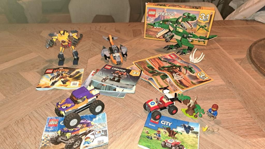 5 Lego sets : Creator, City en Wolverine., Ophalen of Verzenden, Gebruikt, Complete set, Lego