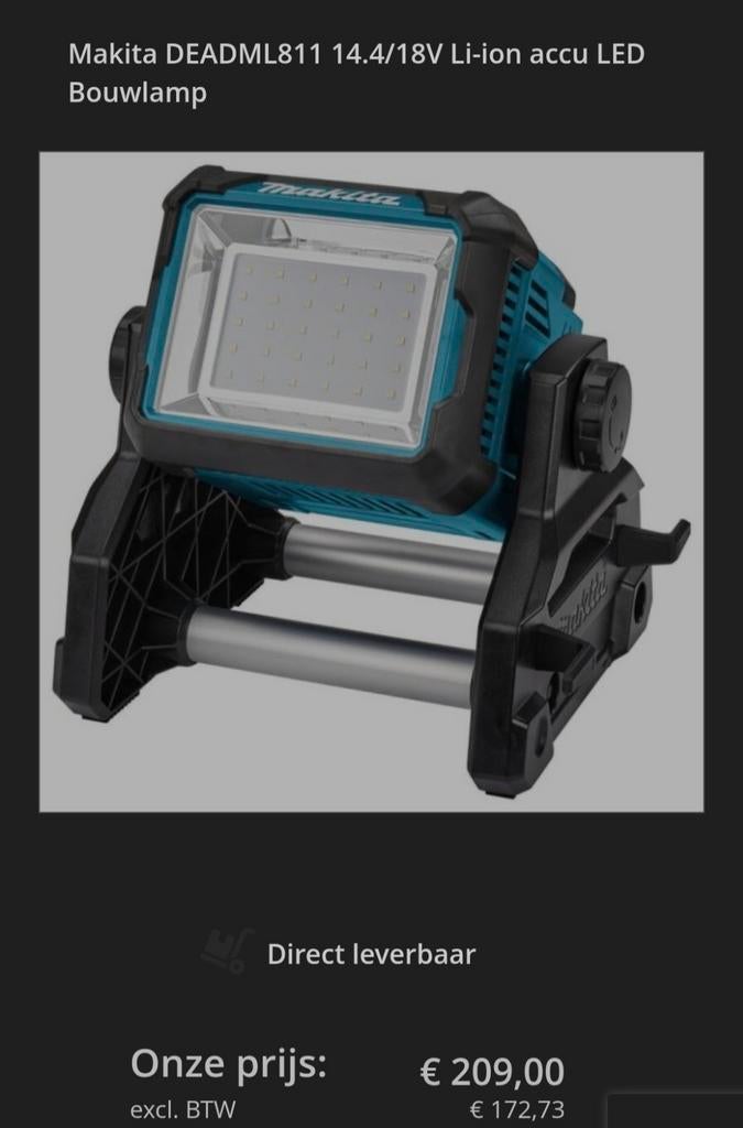 Zeer mooie goed werkende makita bouwlamp, Ophalen of Verzenden, Zo goed als nieuw, 200 tot 500 watt, Lamp