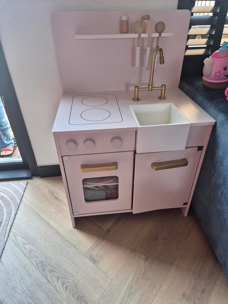 Roze Petit Amelie Houten Speelkeuken, Ophalen, Zo goed als nieuw, Hout, Speelkeuken