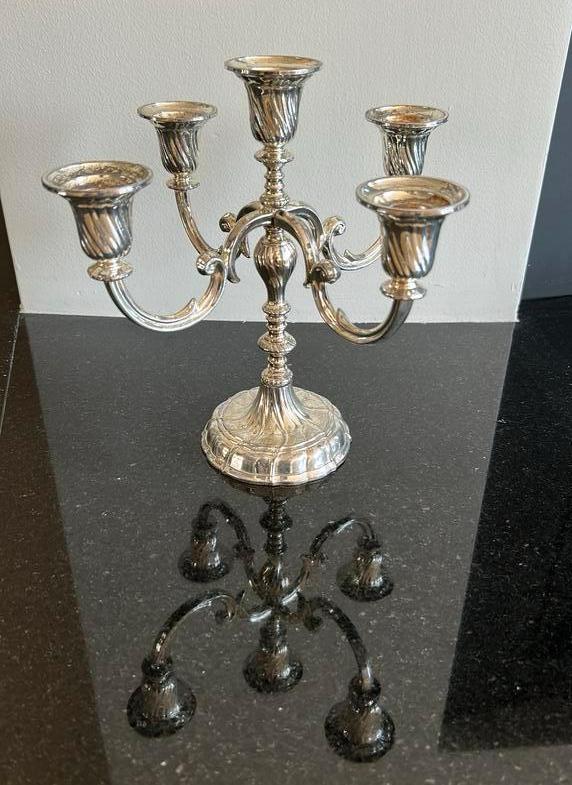 Vintage BMF kandelaar verzilverd voor 5 kaarsen, Ophalen, Zilver
