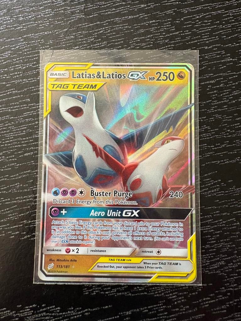 Latias & Latios GX 113/181 good/light played conditie, Ophalen of Verzenden, Gebruikt, Losse kaart, Foil