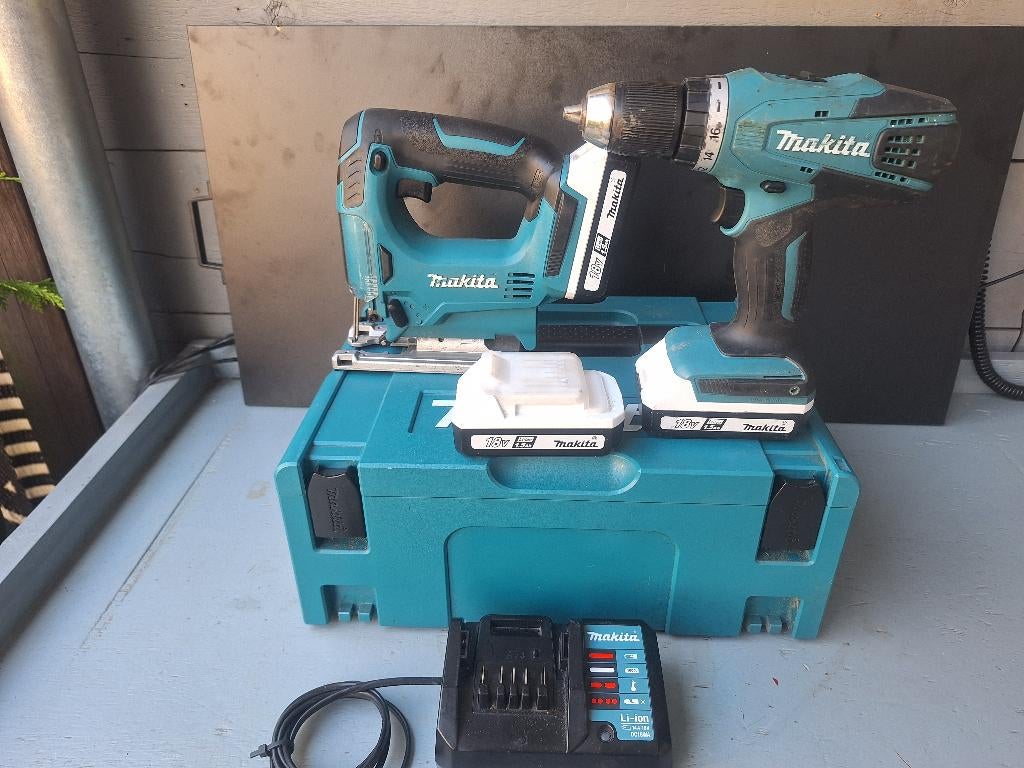 Makita 18V set accu decoupeerzaag/schroefmachine, Ophalen of Verzenden, Gebruikt