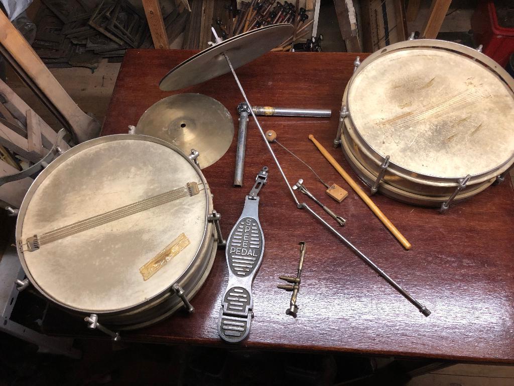 Snare drum bekkens, trommels pedaal percussie uit orkestrion, Muziek en Instrumenten, Percussie, Ophalen of Verzenden, Gebruikt