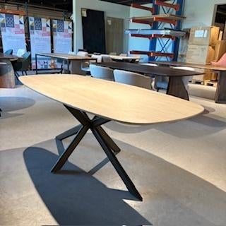 Eetkamertafel japandi stijl travertine 210x100 HPL, Ophalen, Overige materialen, 200 cm of meer, 50 tot 100 cm