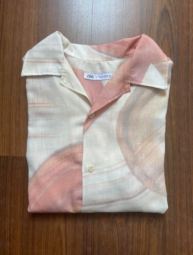 Blouse met roze print, Zara, S, Ophalen of Verzenden, Zo goed als nieuw, Roze, Halswijdte 38 (S) of kleiner