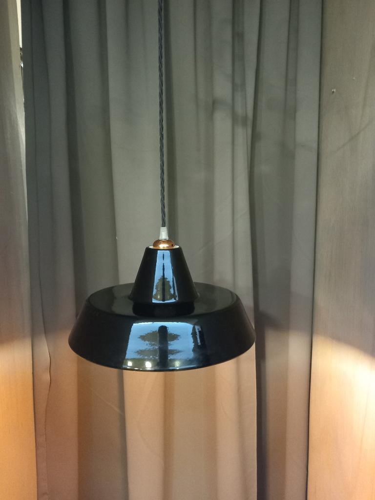 Hanglamp in Vintage stijl, met keramische geglazuurde kap., Huis en Inrichting, Overige materialen, Onbekend, Ophalen of Verzenden