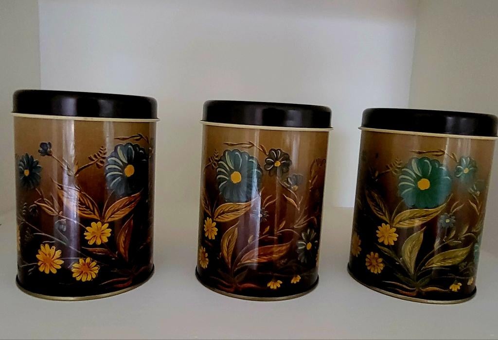 Set van 3 Brabantia vintage retro voorraadblikken, Antiek en Kunst, Ophalen of Verzenden