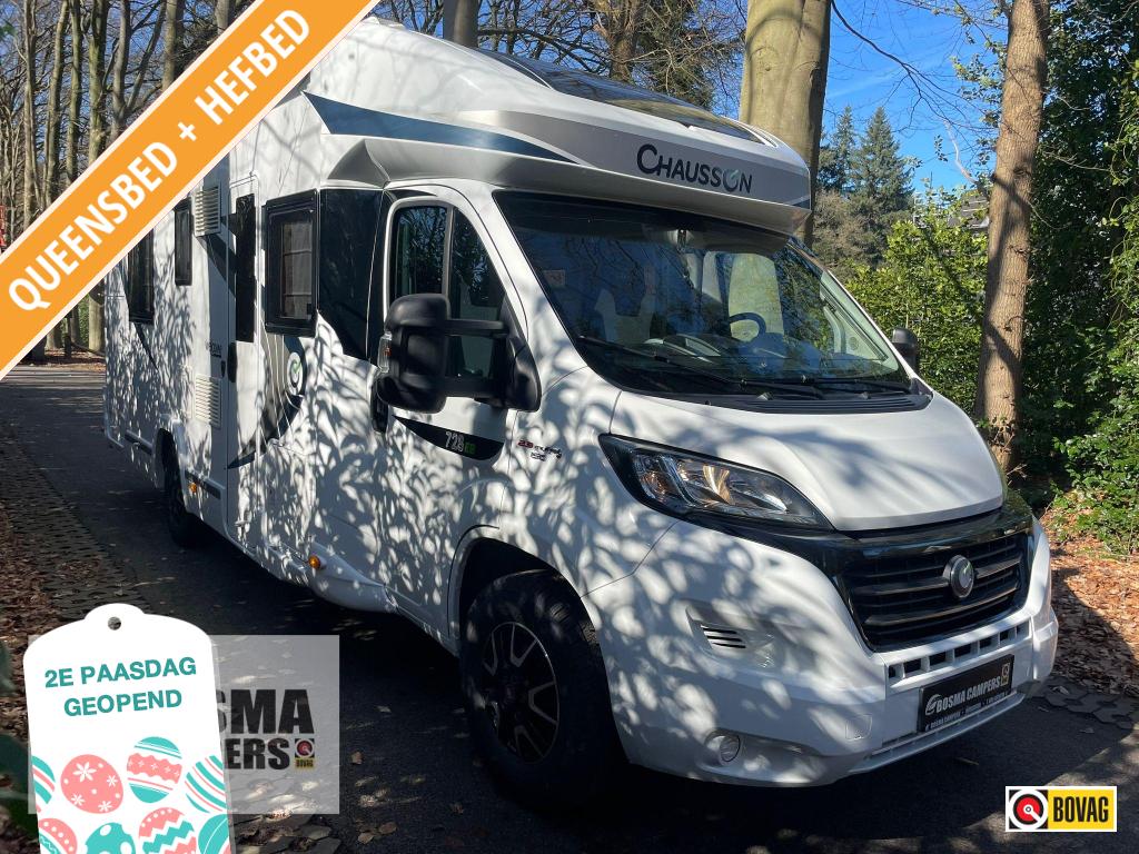 Chausson Welcome 728 EB Queensbed Hefbed Euro 6 150 PK 2017, Koelkast, Ringverwarming, Fiat, Airbags