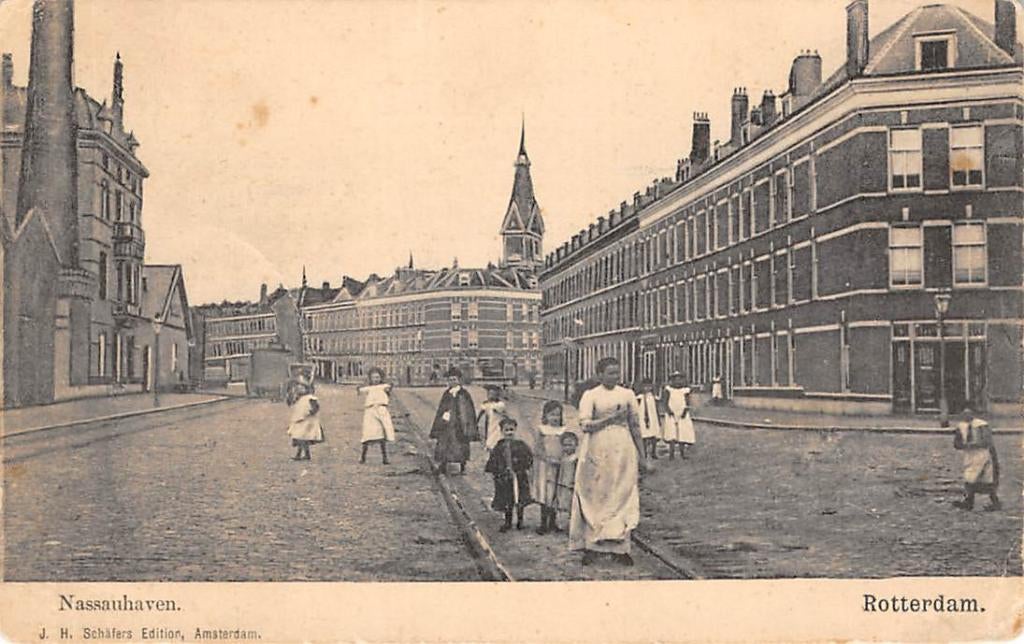 Rotterdam Nassauhaven met volk 1900, Verzenden, Voor 1920, Ongelopen, Zuid-Holland