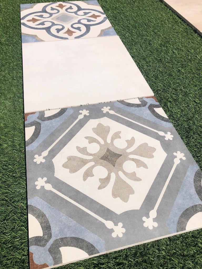 Keramische terrastegels met decortegel 60x60x2 cm 1 ste keus