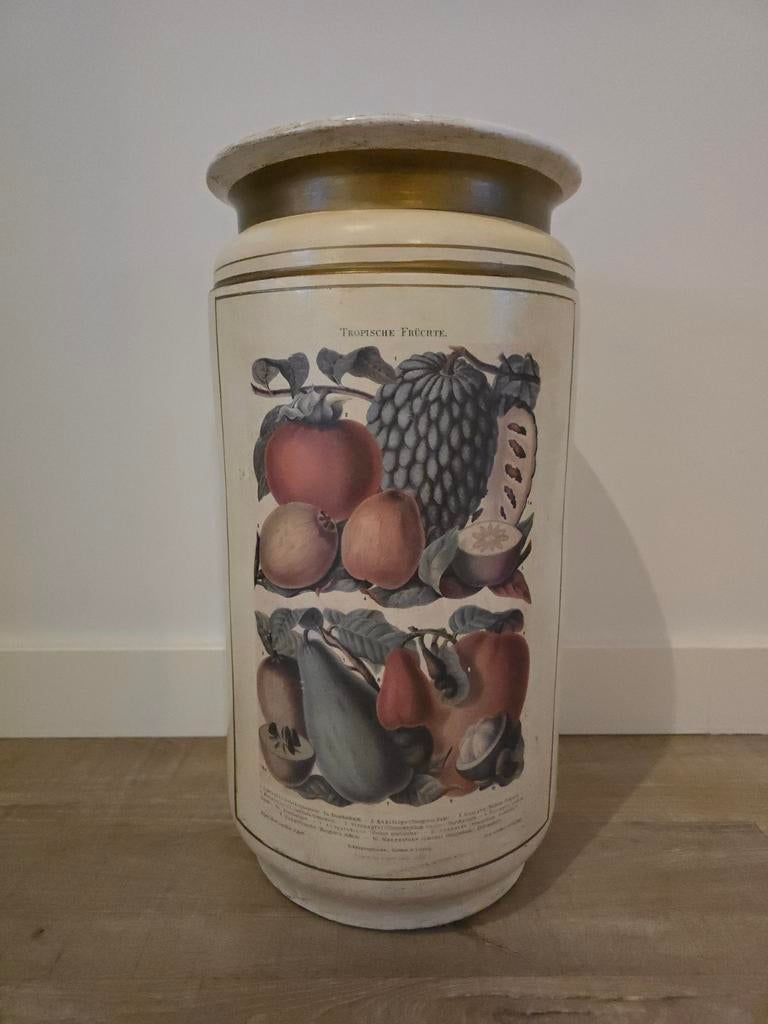 Grote extreem zeldzame Duitse vaas 1895 met afb. Fruit €89!, Ophalen of Verzenden