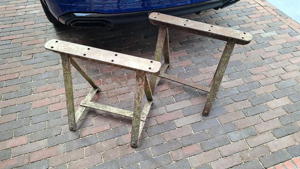 Oude Industrieel onderstel industriële poten 55 cm hoog, Antiek en Kunst, Ophalen