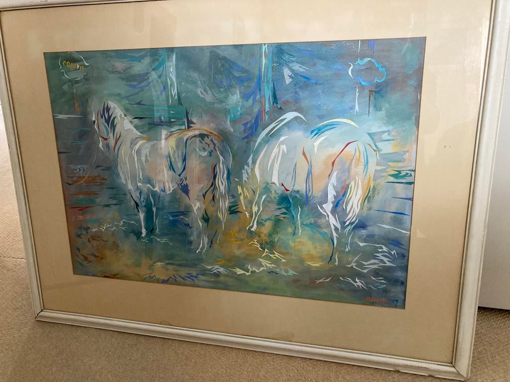 "Amour en Colonel", J.N. Gorter, afm. lijst 100x75 cm. Mooi!, Ophalen of Verzenden