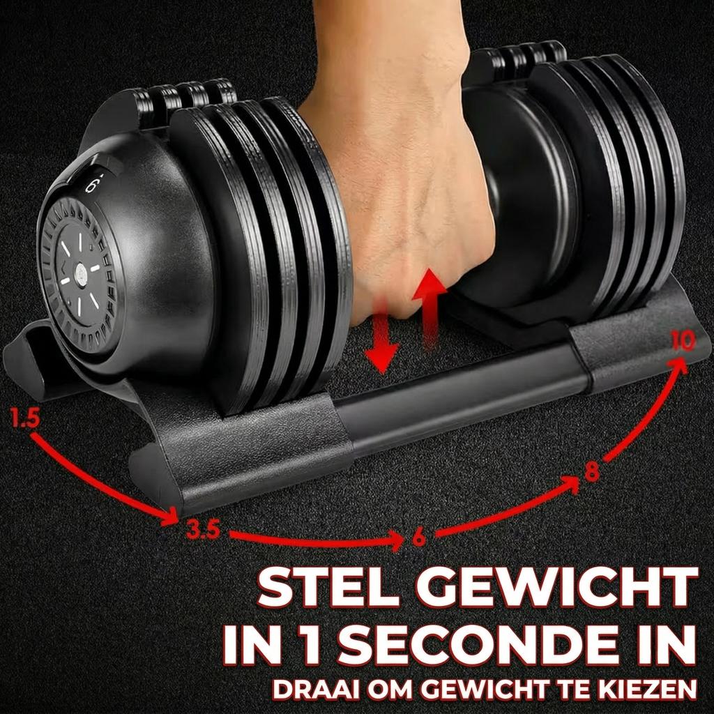 Verstelbare Dumbbells 2x10KG – Snel verstelbaar in 5 standen, Sport en Fitness, Fitnessmaterialen, Ophalen of Verzenden, Nieuw