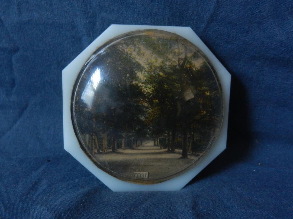 Wit marmeren presse papier met Slotlaan te Zeist ca. 1900, Ophalen of Verzenden