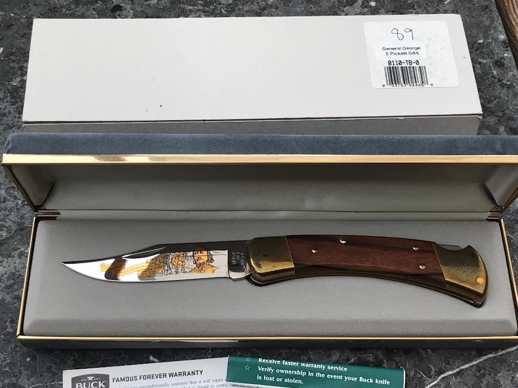 Buck 110 1990 General George E Pickett  Engraved commemorati, Vintageknives.nl, Verzenden, Zo goed als nieuw, Maarten@Vintageknives.nl