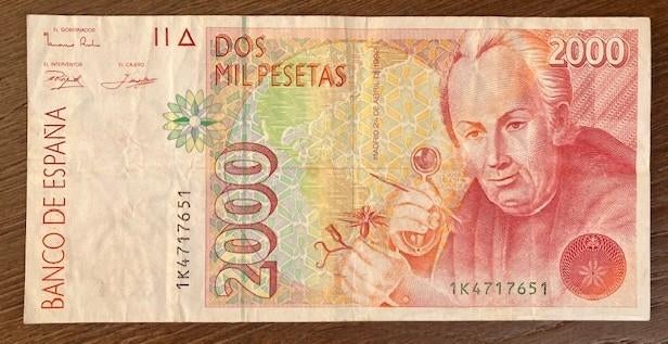 Spanje 2000 pesetas, Postzegels en Munten, Bankbiljetten | Europa | Niet-Eurobiljetten, Ophalen of Verzenden, Overige landen, Los biljet