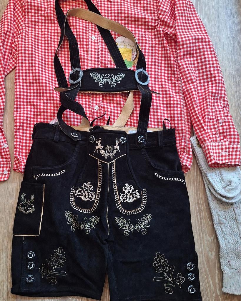 Lederhose 52 Tiroler blouse kousen oktoberfeest, Ophalen, Zo goed als nieuw, Maat 52/54 (L)