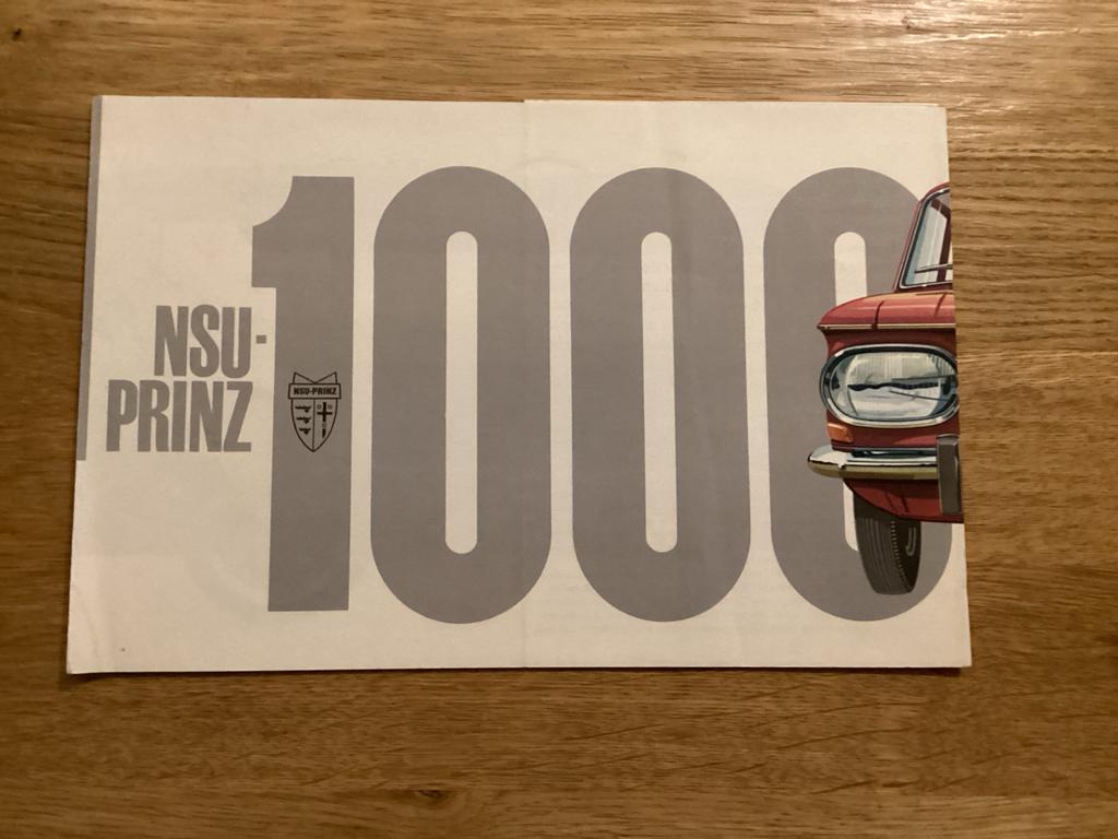 NSU Prinz 1000 Brochure - Origineel uit de jaren '60, Ophalen of Verzenden, Zo goed als nieuw, Overige merken